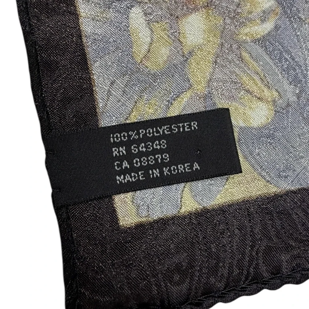 Floral‎ Womens Scarf Wrap Gold Black Floral Polyester 52x10 in